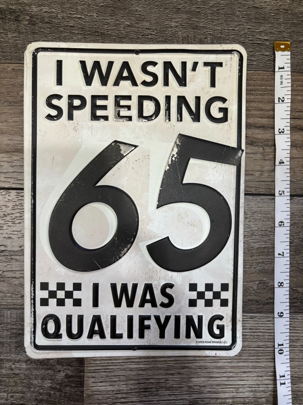 Vintage 35 Speeding Metal Sign - Black & White